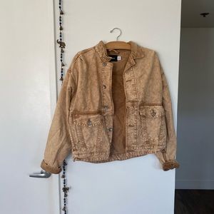 BDG Distressed Trucker Denim Jacket Mustard Yellow